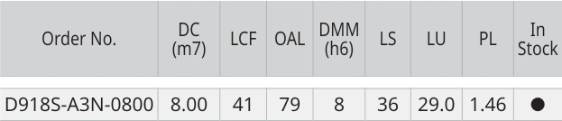 Únicamente la fila de D918S-A3N-0800 con sus encabezados originales